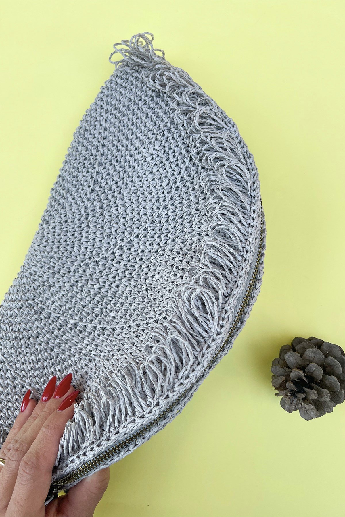 Tasarım Gri Clutch Çanta