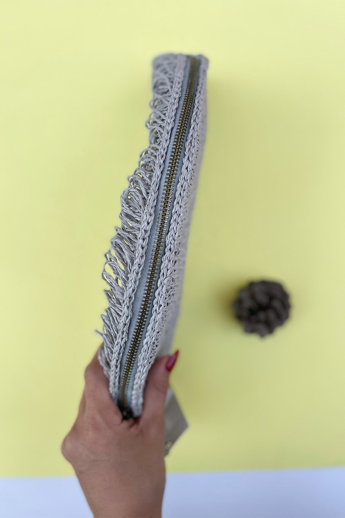 Tasarım Gri Clutch Çanta
