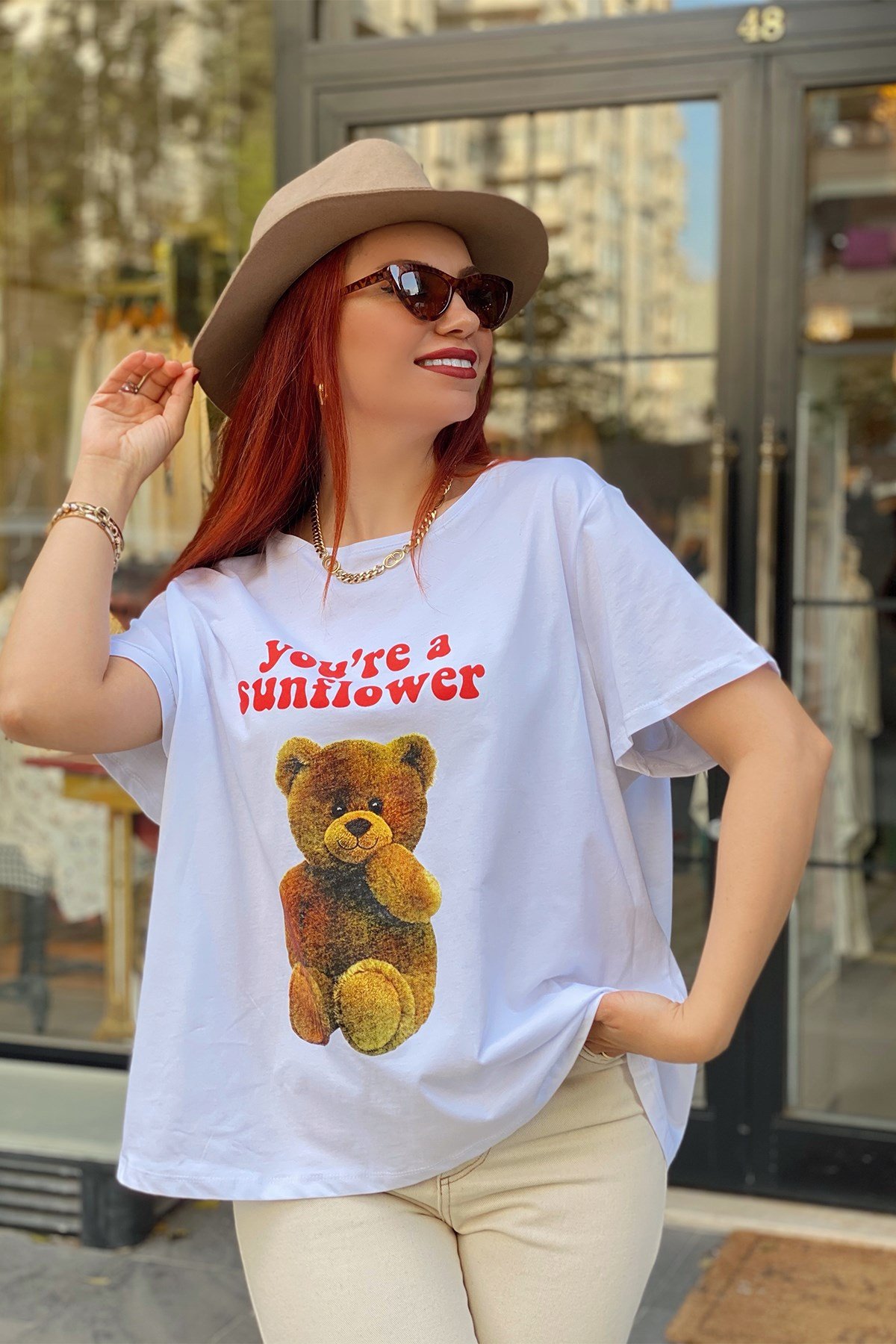 Teddy Detaylı Baskılı Tshirt