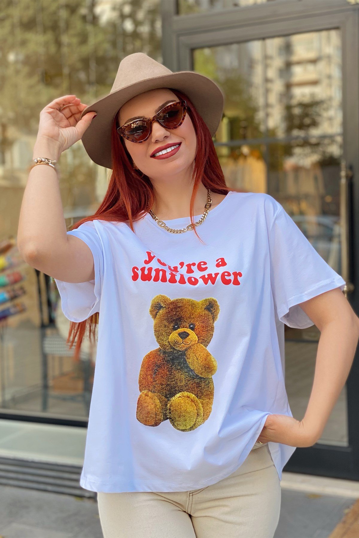 Teddy Detaylı Baskılı Tshirt