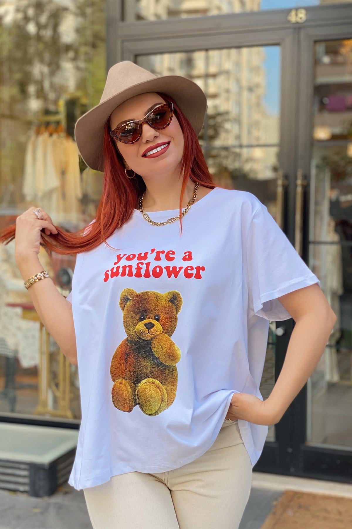 Teddy Detaylı Baskılı Tshirt