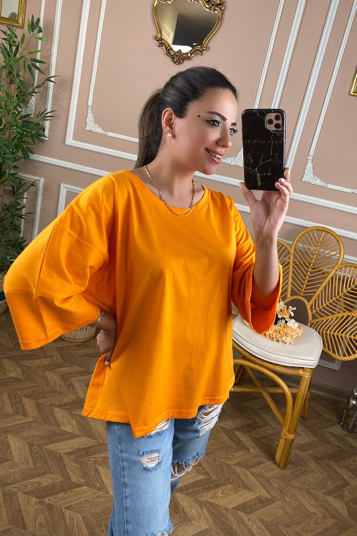 Turuncu Basic Salaş Tshirt