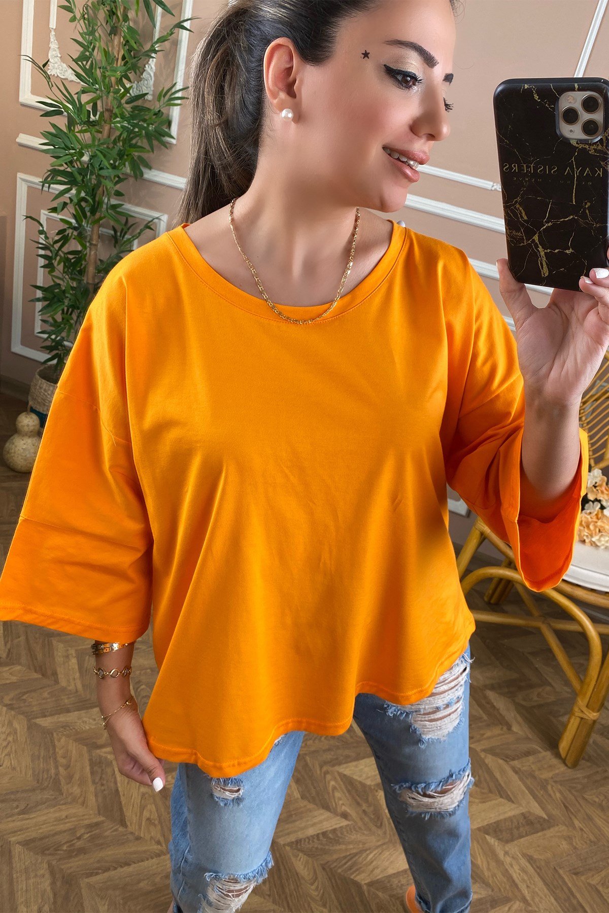 Turuncu Basic Salaş Tshirt