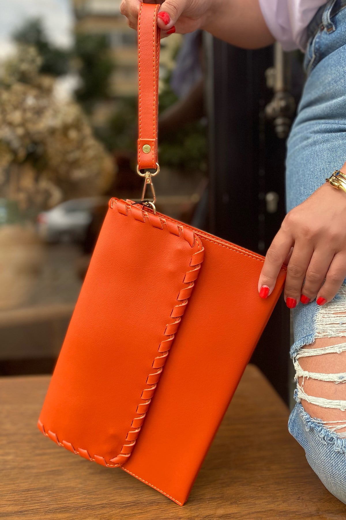 Turuncu Clutch Çanta