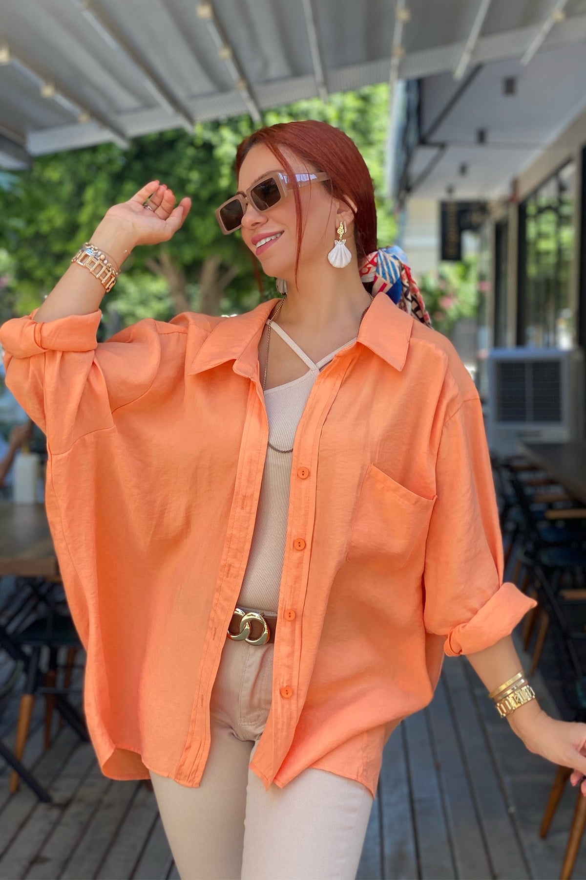 Turuncu Oversize Gömlek