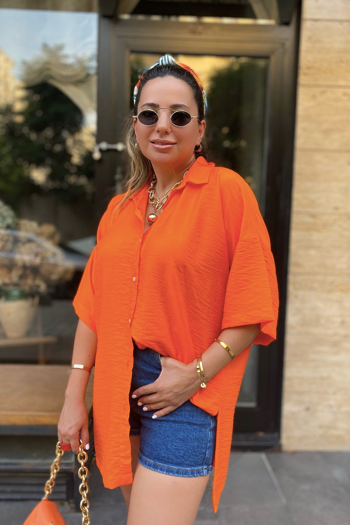 Turuncu Oversize Gömlek