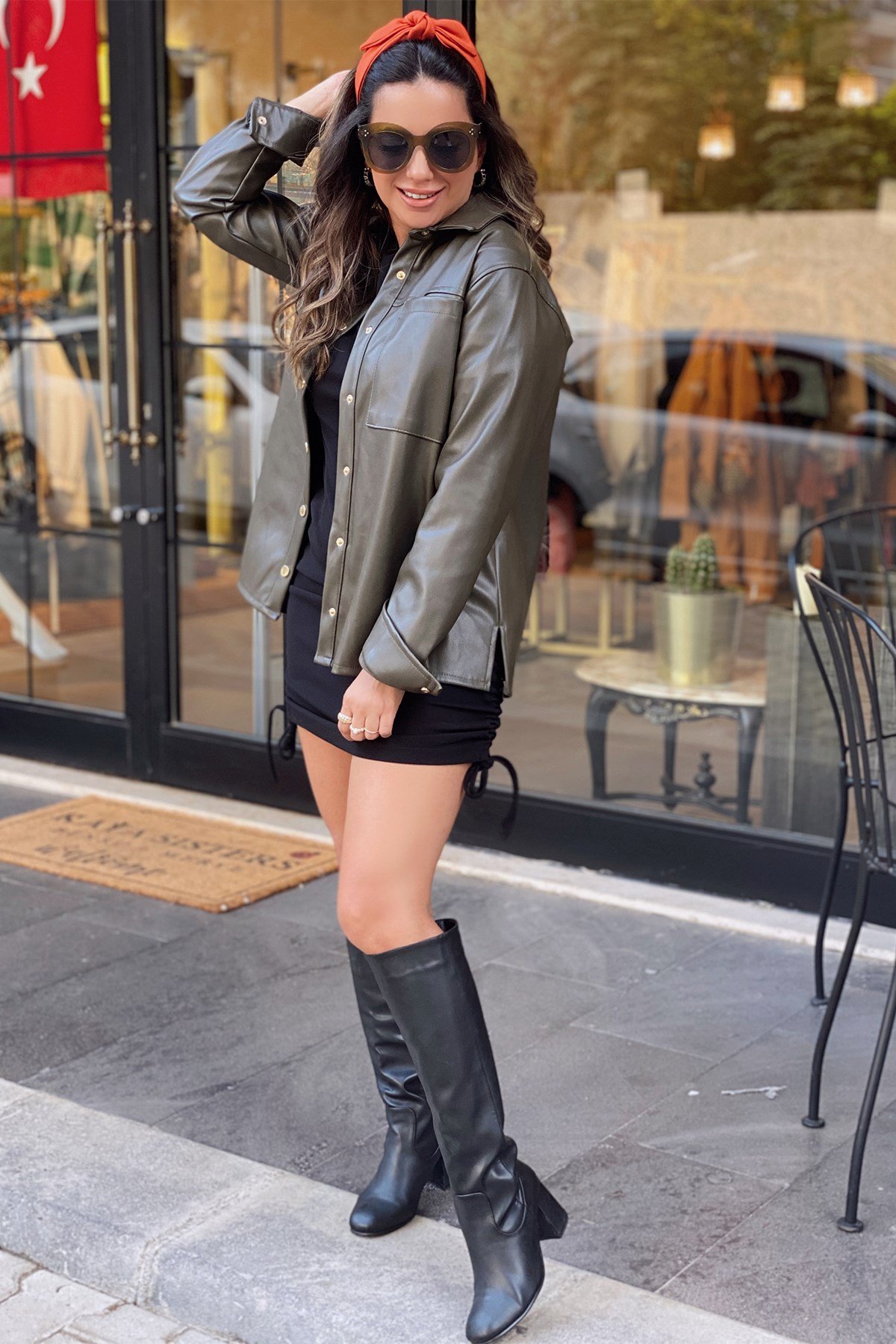 Yağ Yeşil Deri Gömlek Ceket