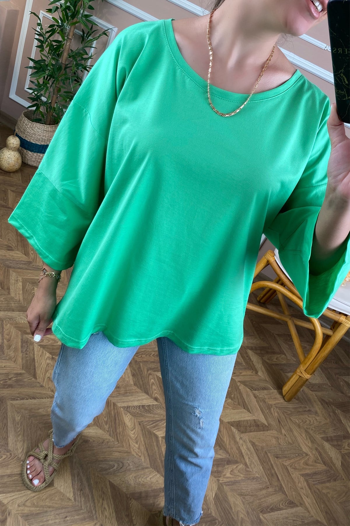 Yeşil Basic Salaş Tshirt