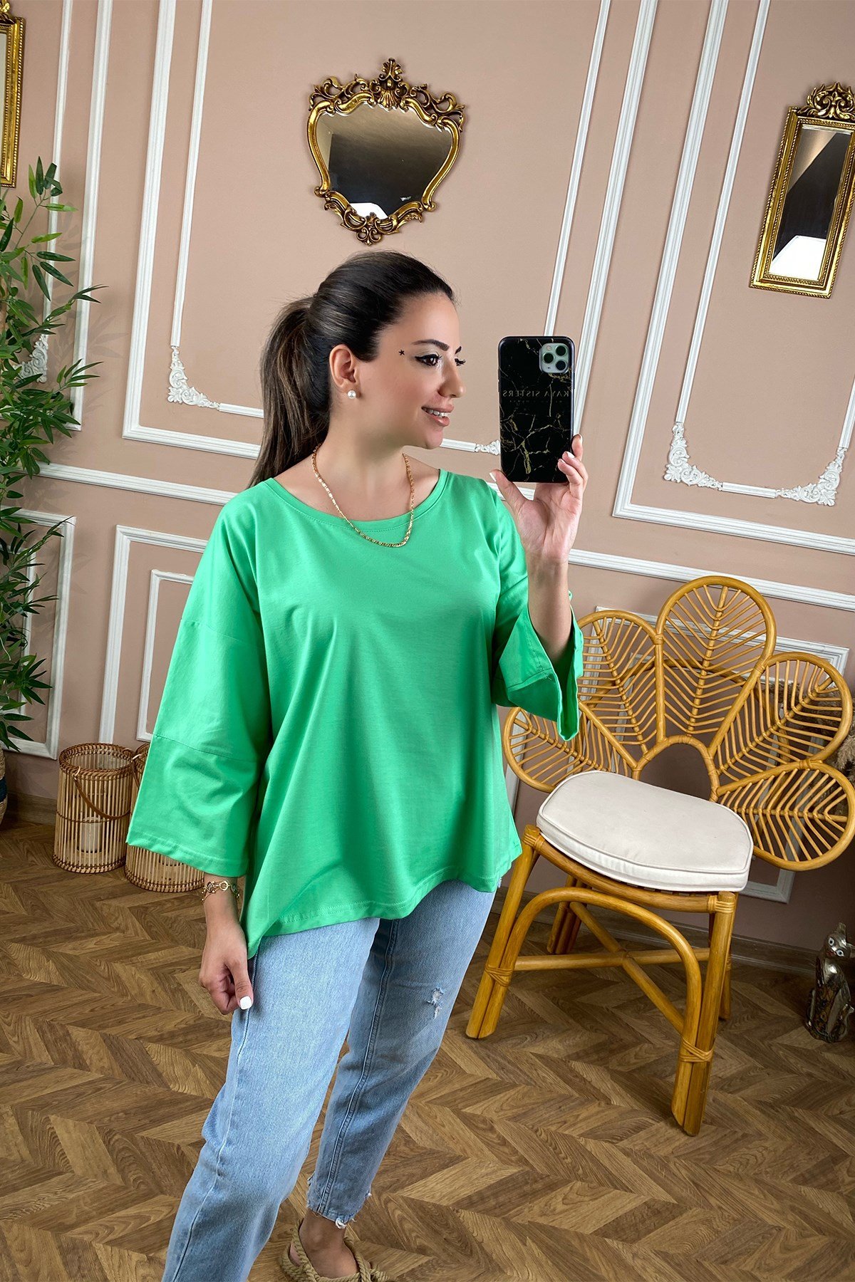Yeşil Basic Salaş Tshirt