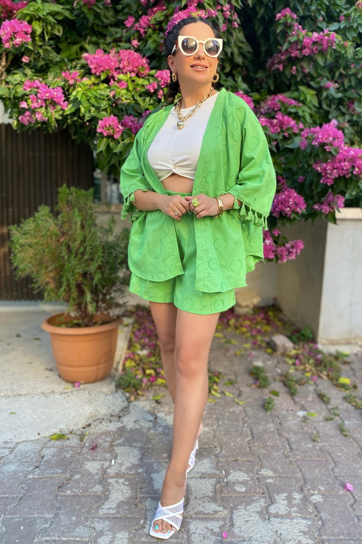 Yeşil Kendinden Puantiyelli Takım