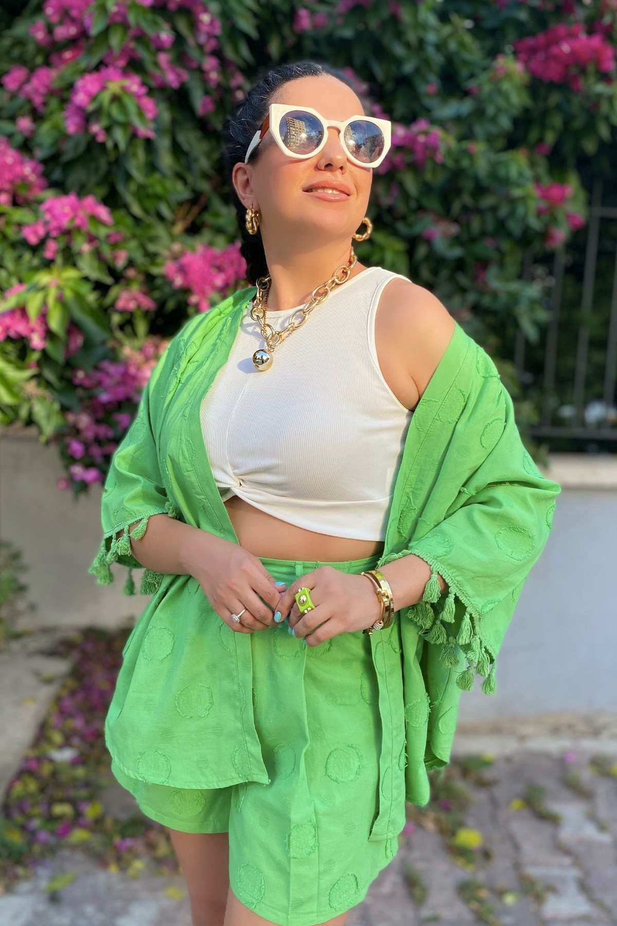 Yeşil Kendinden Puantiyelli Takım