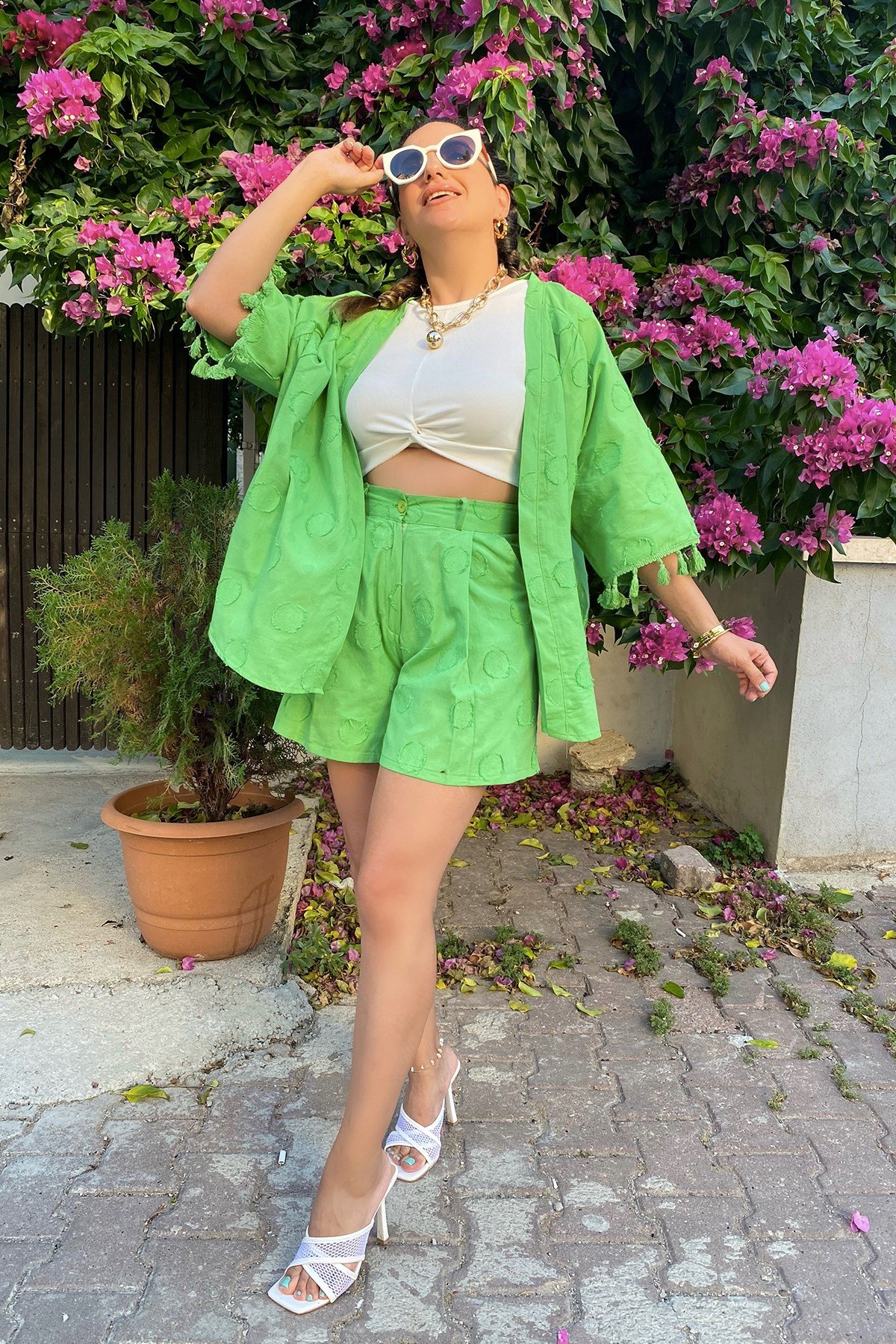 Yeşil Kendinden Puantiyelli Takım