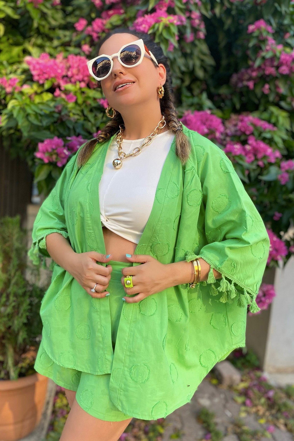 Yeşil Kendinden Puantiyelli Takım