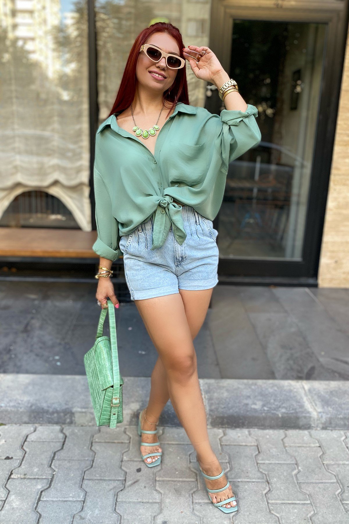Yeşil Oversize Gömlek