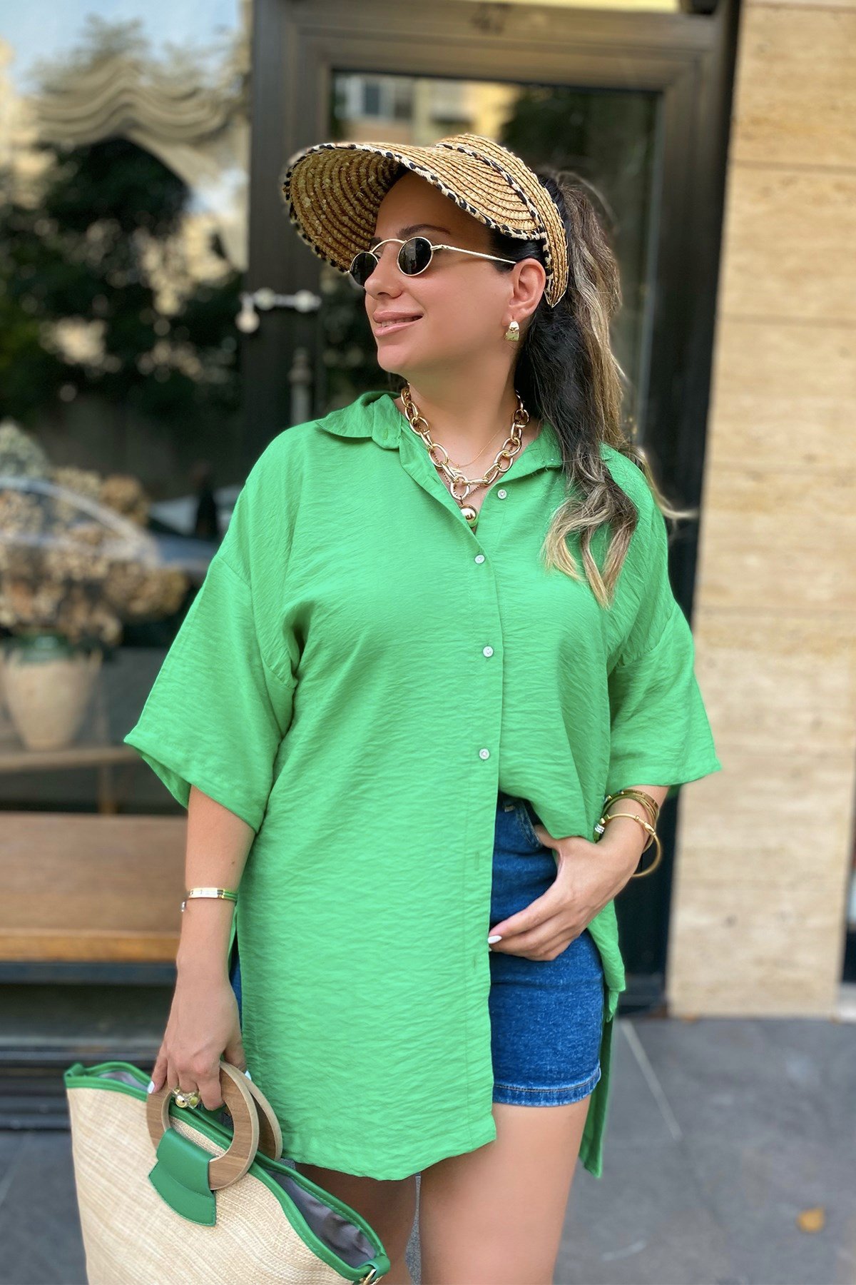 Yeşil Oversize Gömlek