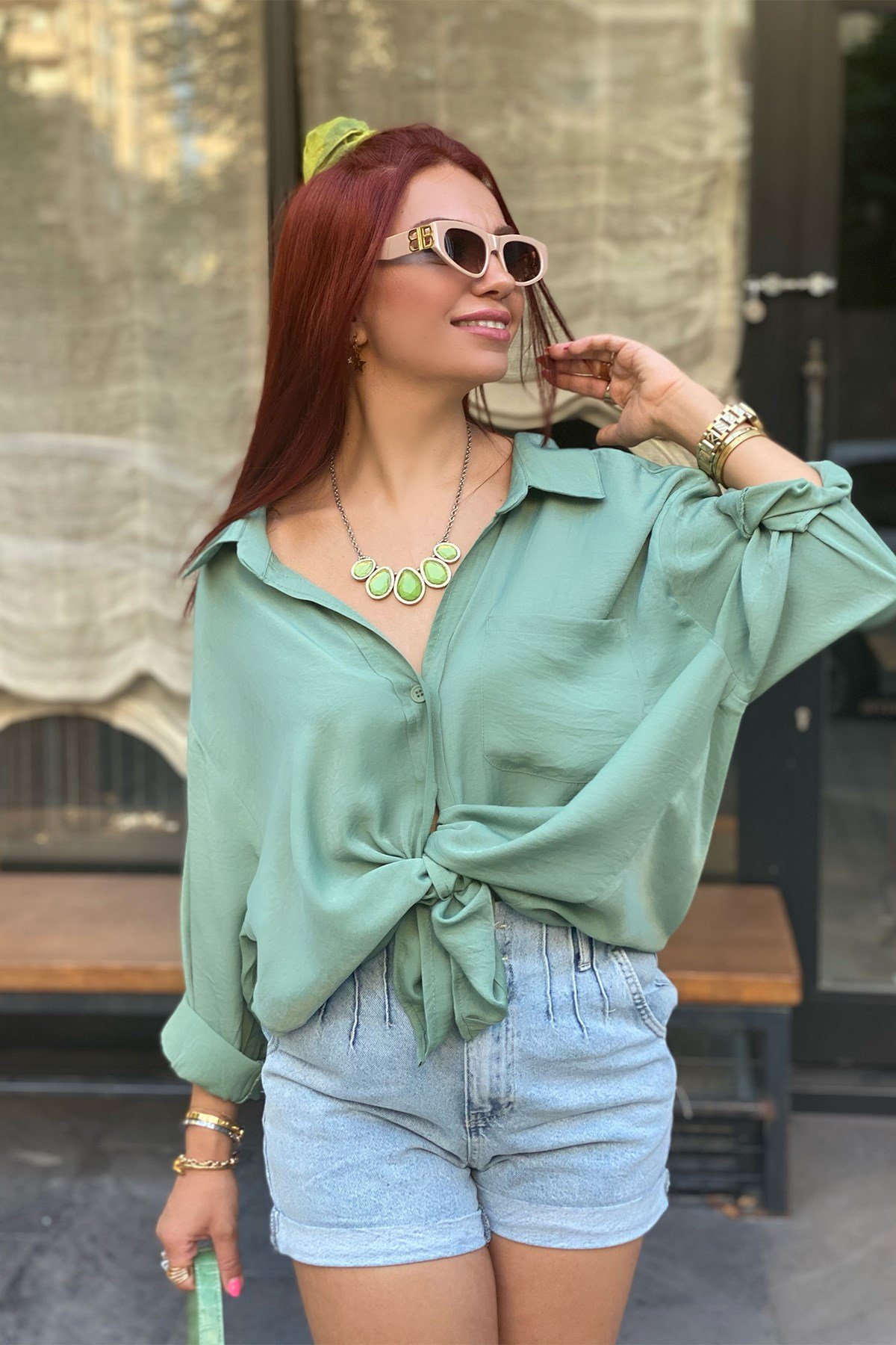 Yeşil Oversize Gömlek