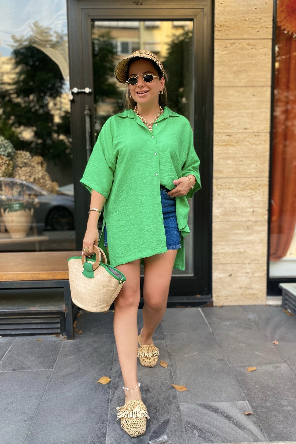 Yeşil Oversize Gömlek