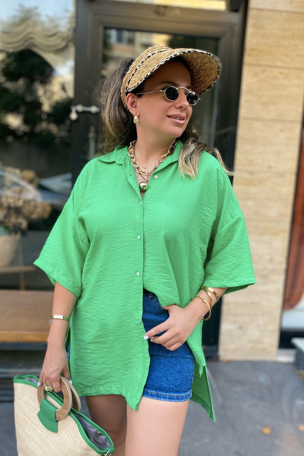 Yeşil Oversize Gömlek