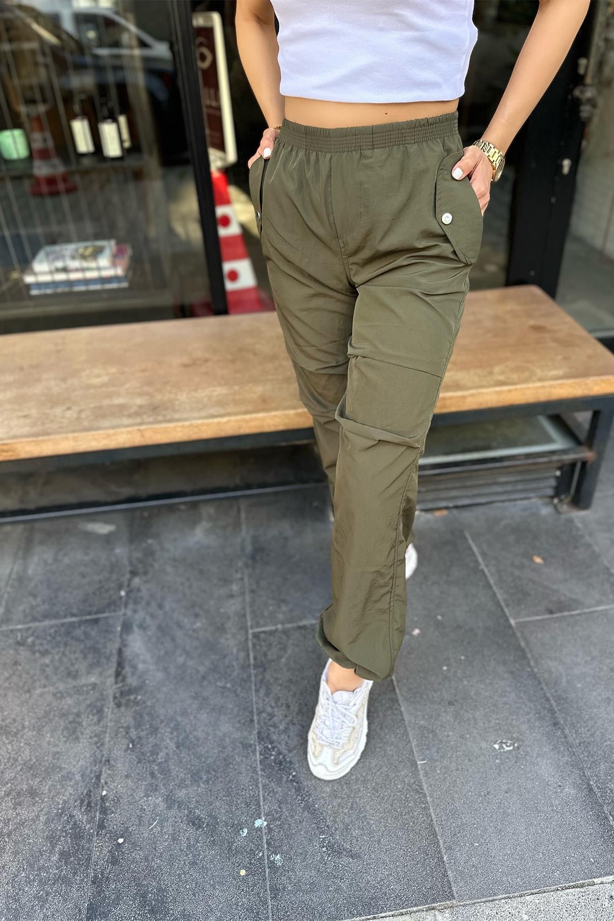 Yeşil Paraşüt Kumaş Kargo Pantolon
