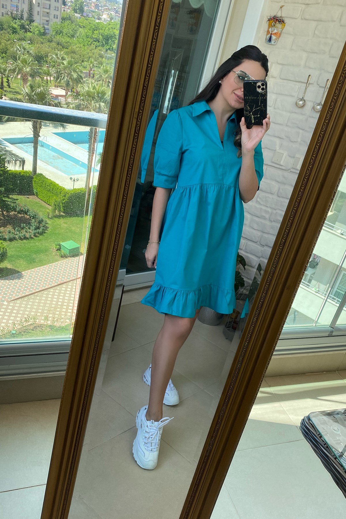 Yeşil Poplin Elbise