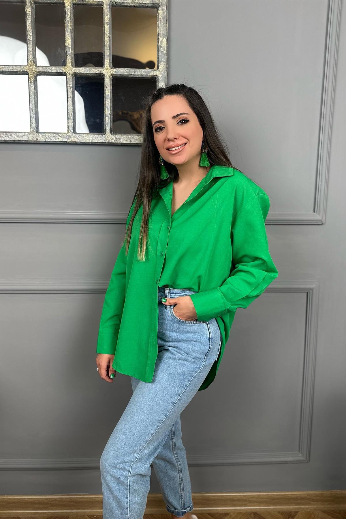 Yeşil Poplin Gömlek