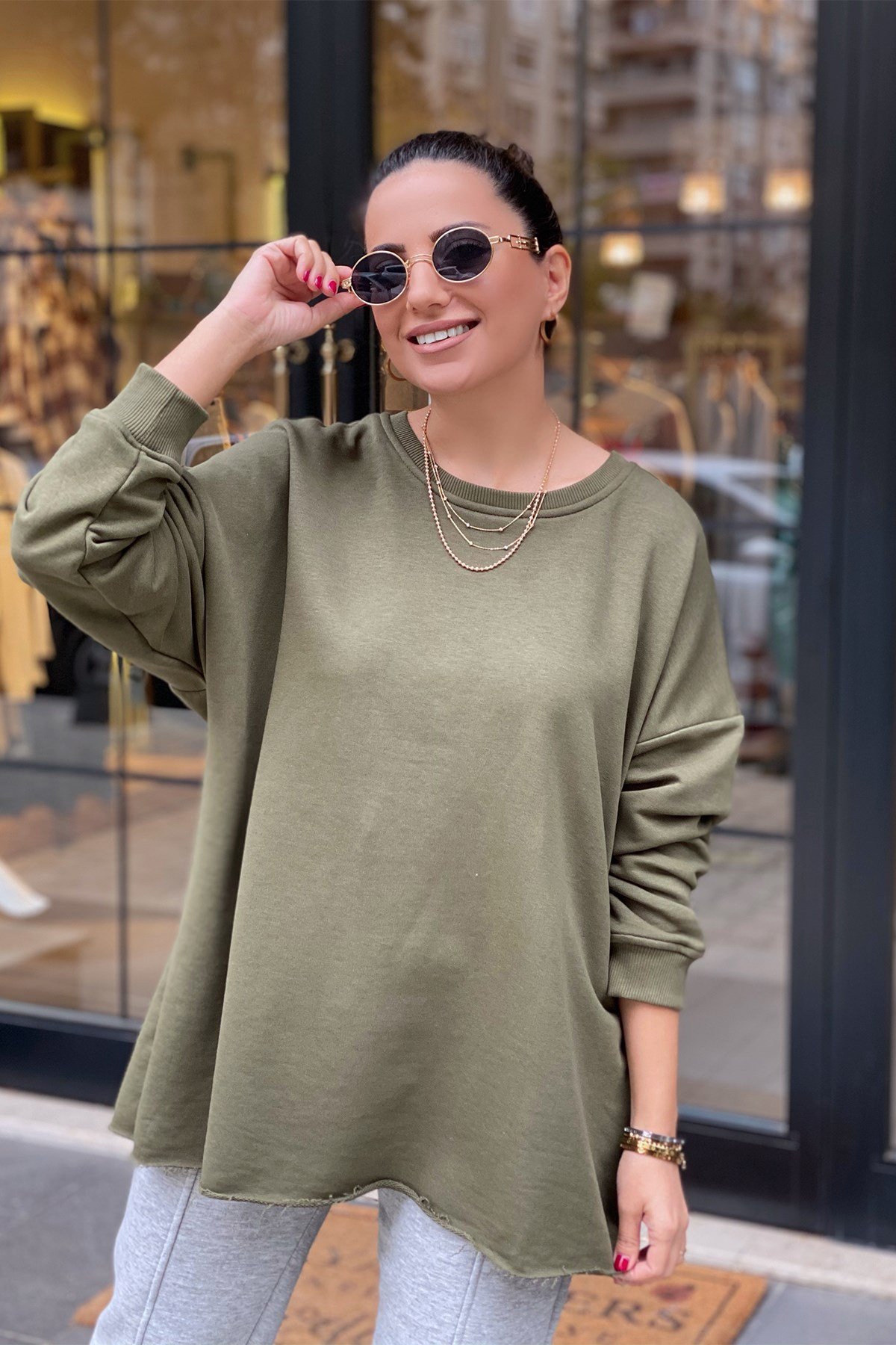 Yeşil Salaş Oversize Sweatshirt