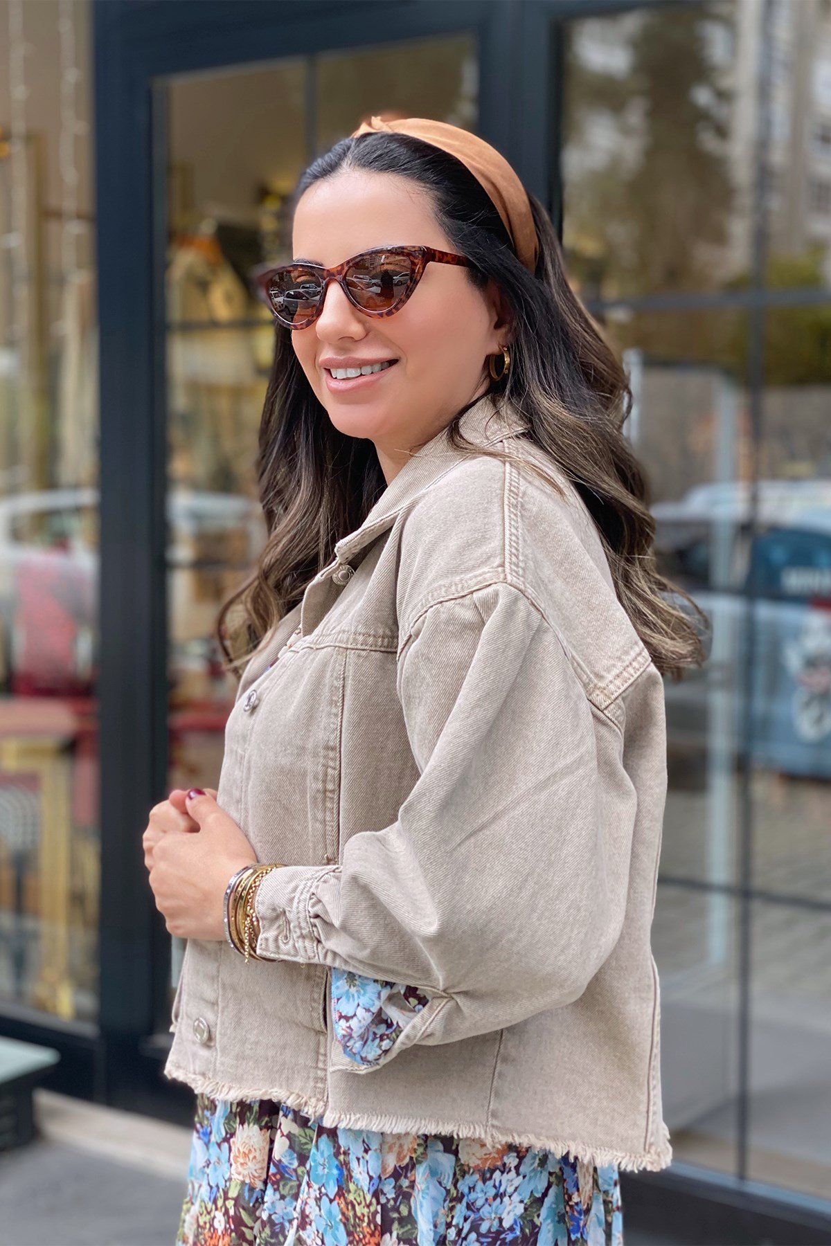 Yıkama Detaylı Bej Kot Ceket