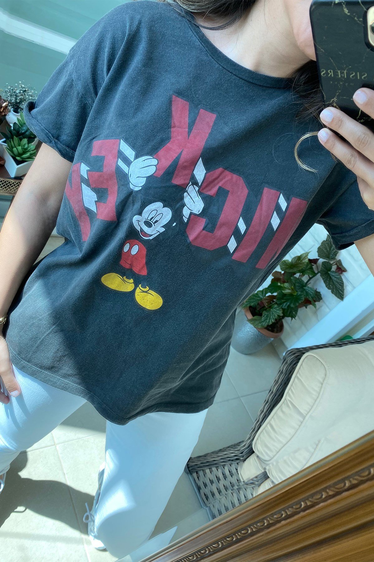 Yıkama Detaylı Mickey Tshirt