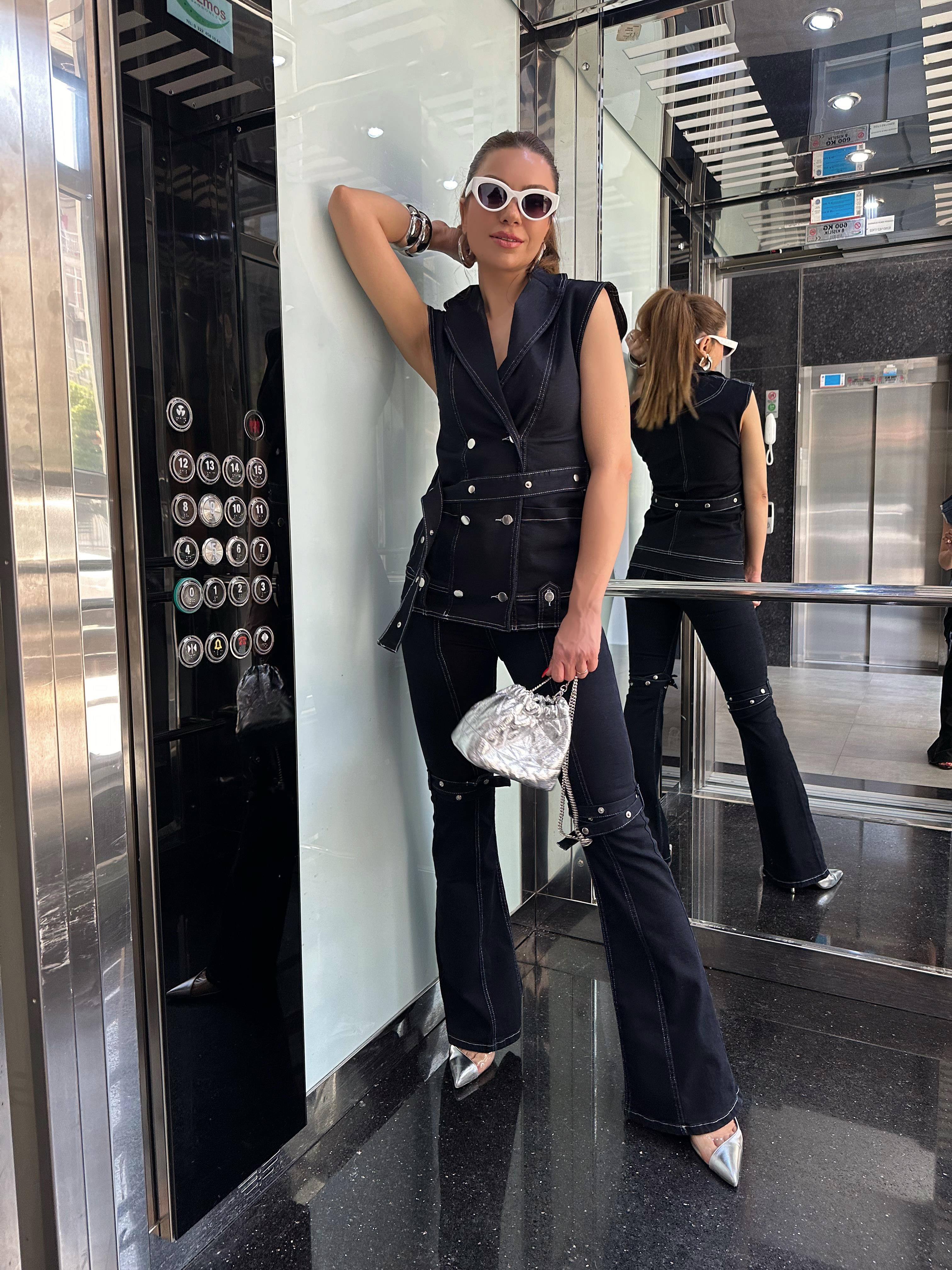 Zımbalı Tasarım Pantolon Takım