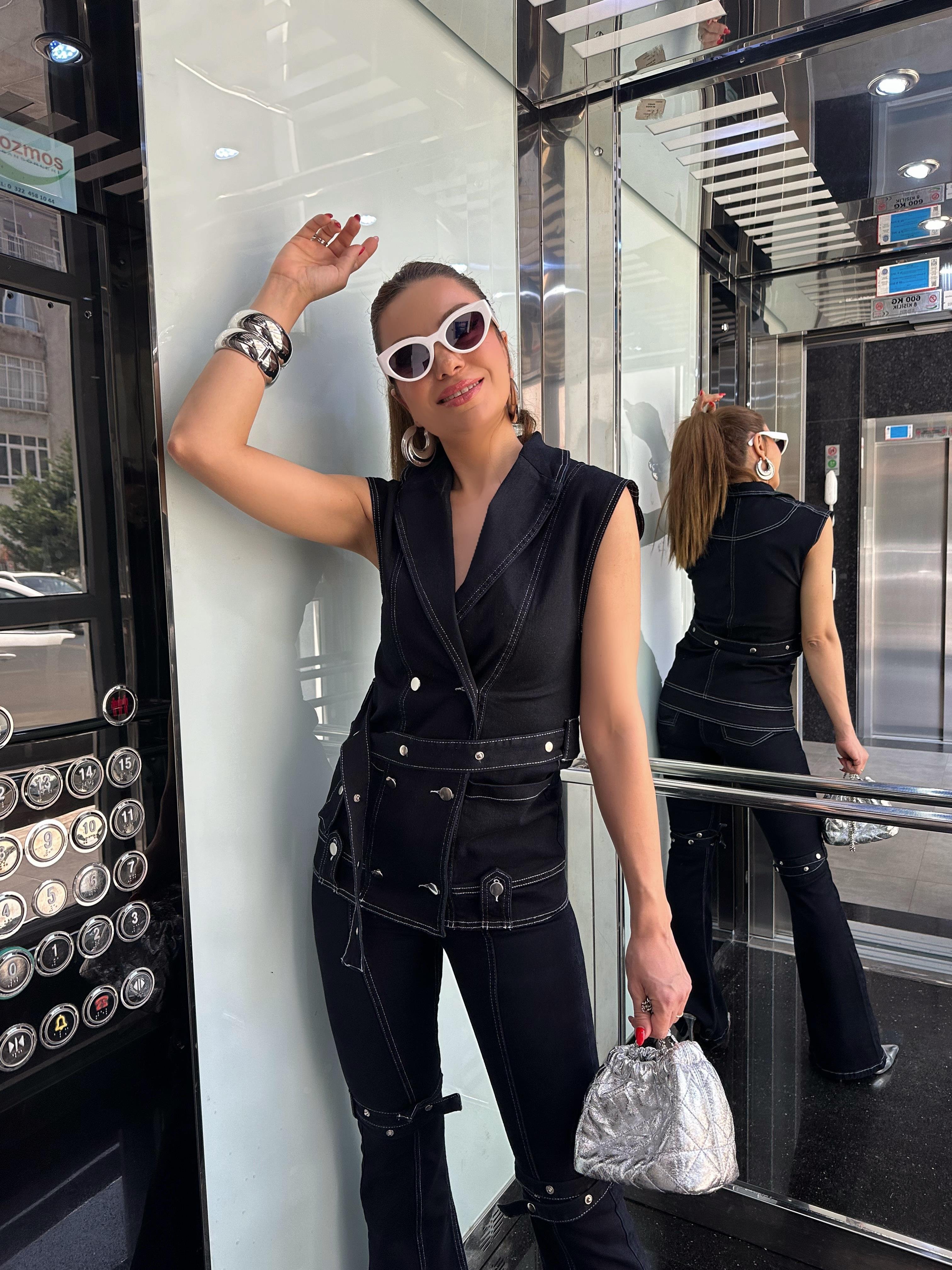 Zımbalı Tasarım Pantolon Takım