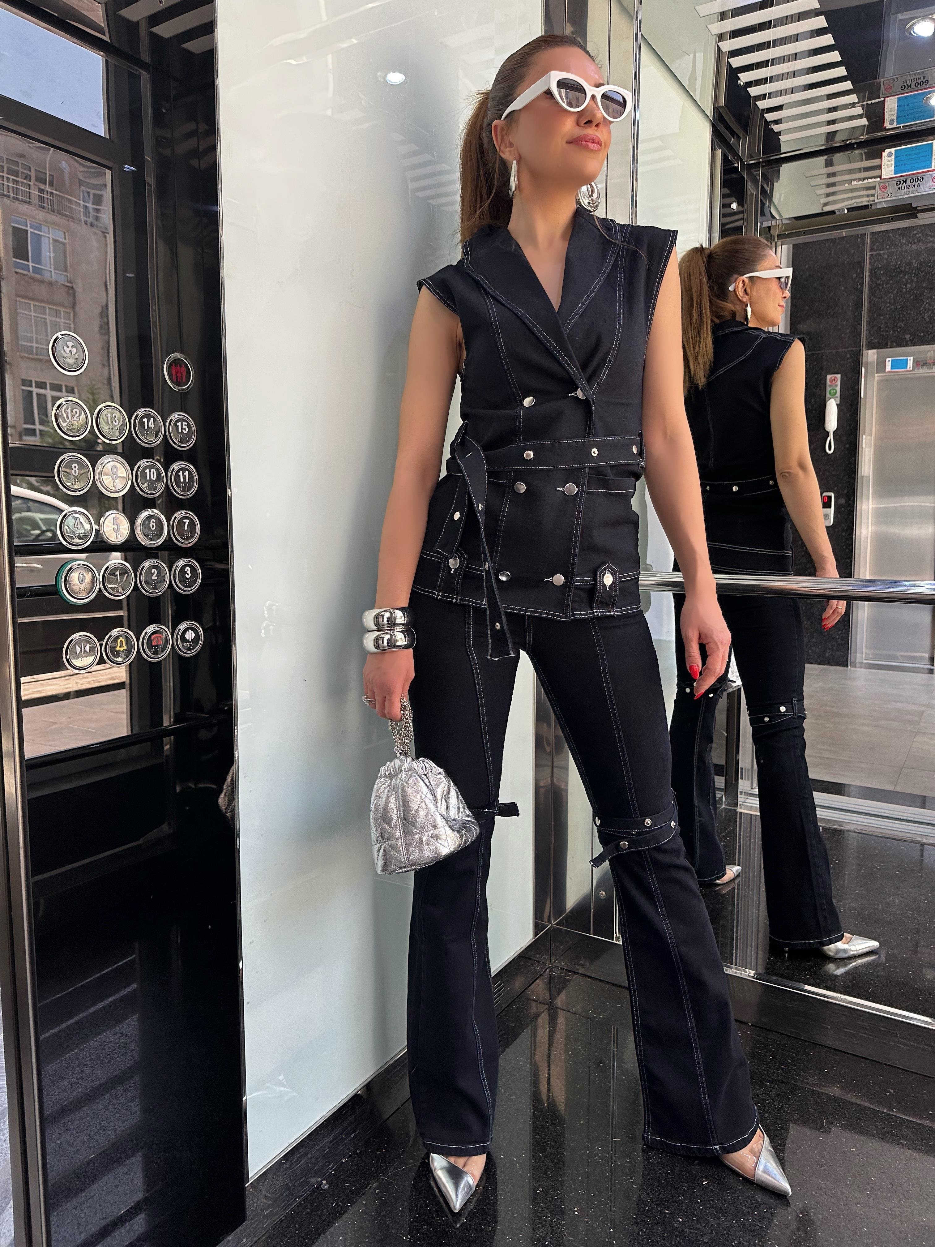 Zımbalı Tasarım Pantolon Takım