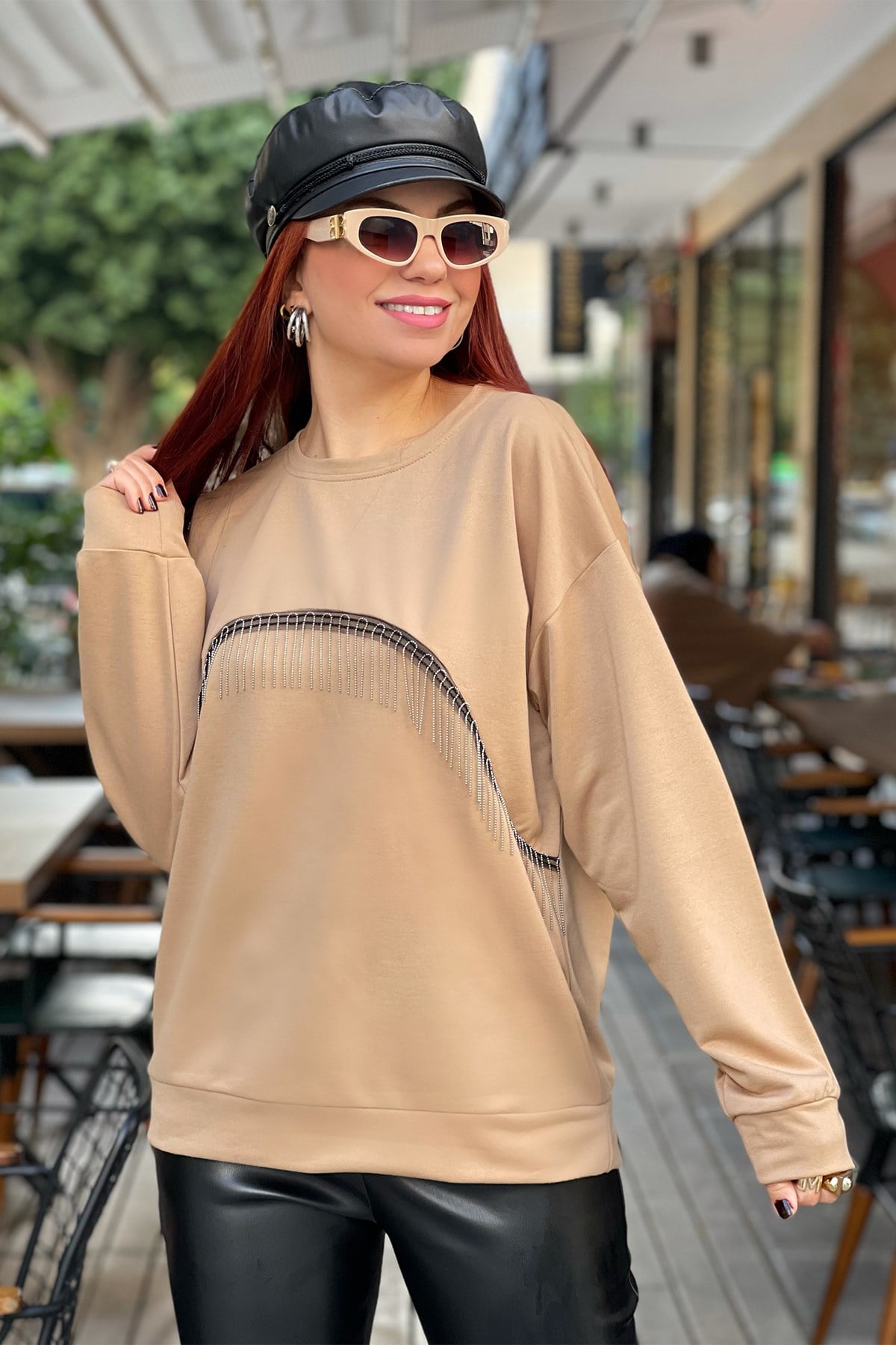 Zincir Detaylı Vizon Sweatshirt