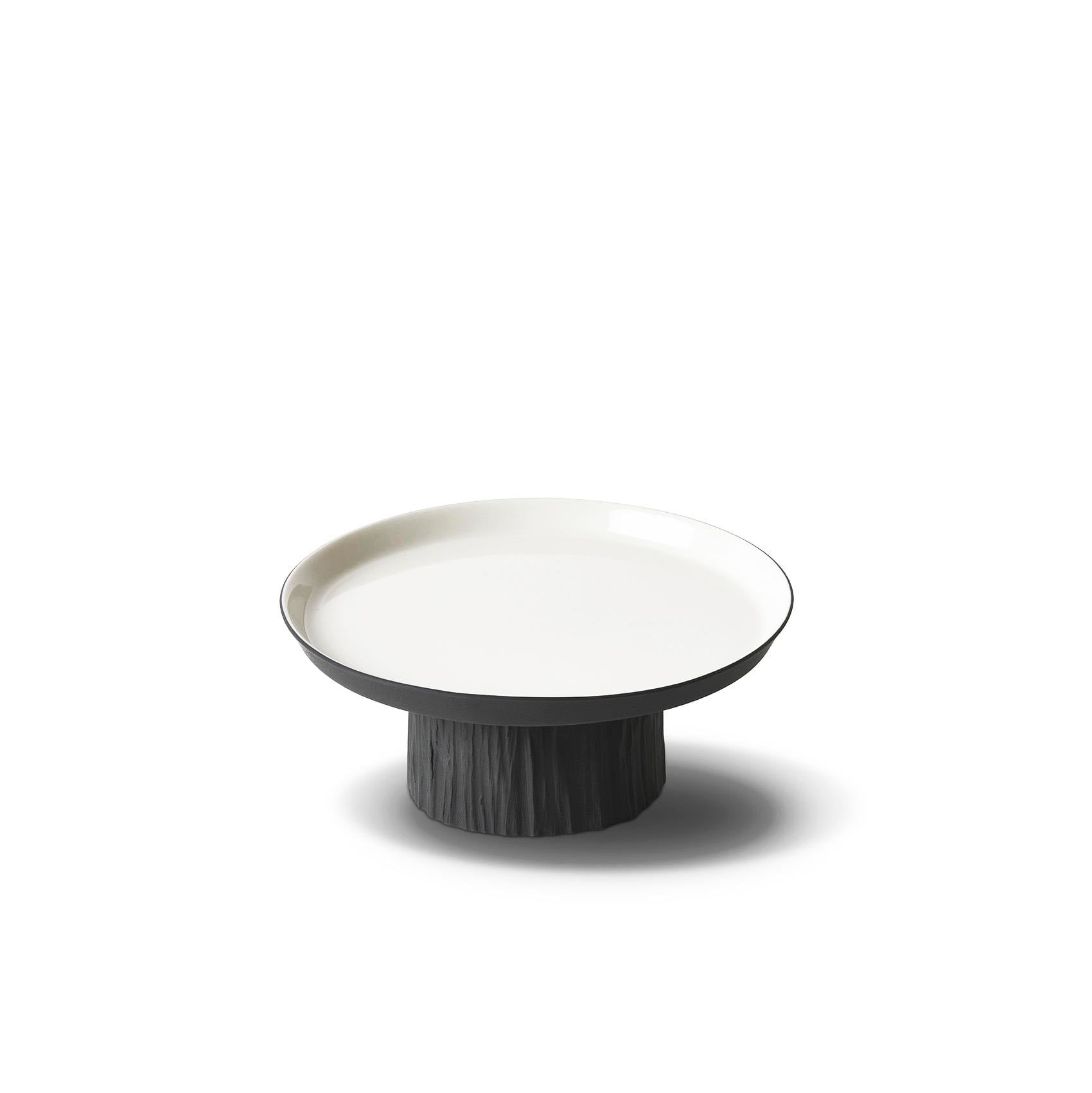 Tree Round Small Cake Salver Black - Black & Ivory