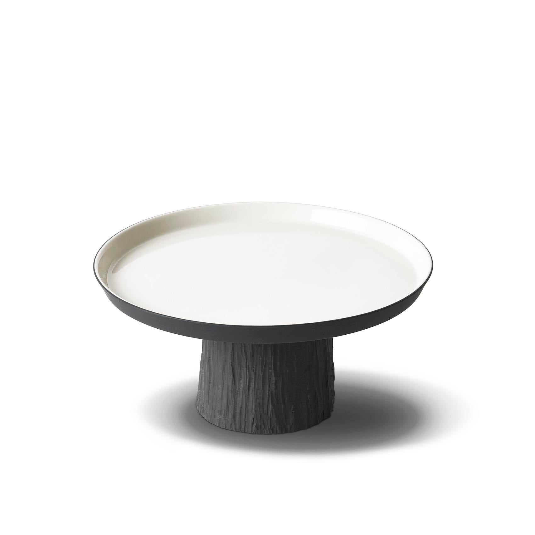 Round Medium Cake Salver Black - Black & Ivory