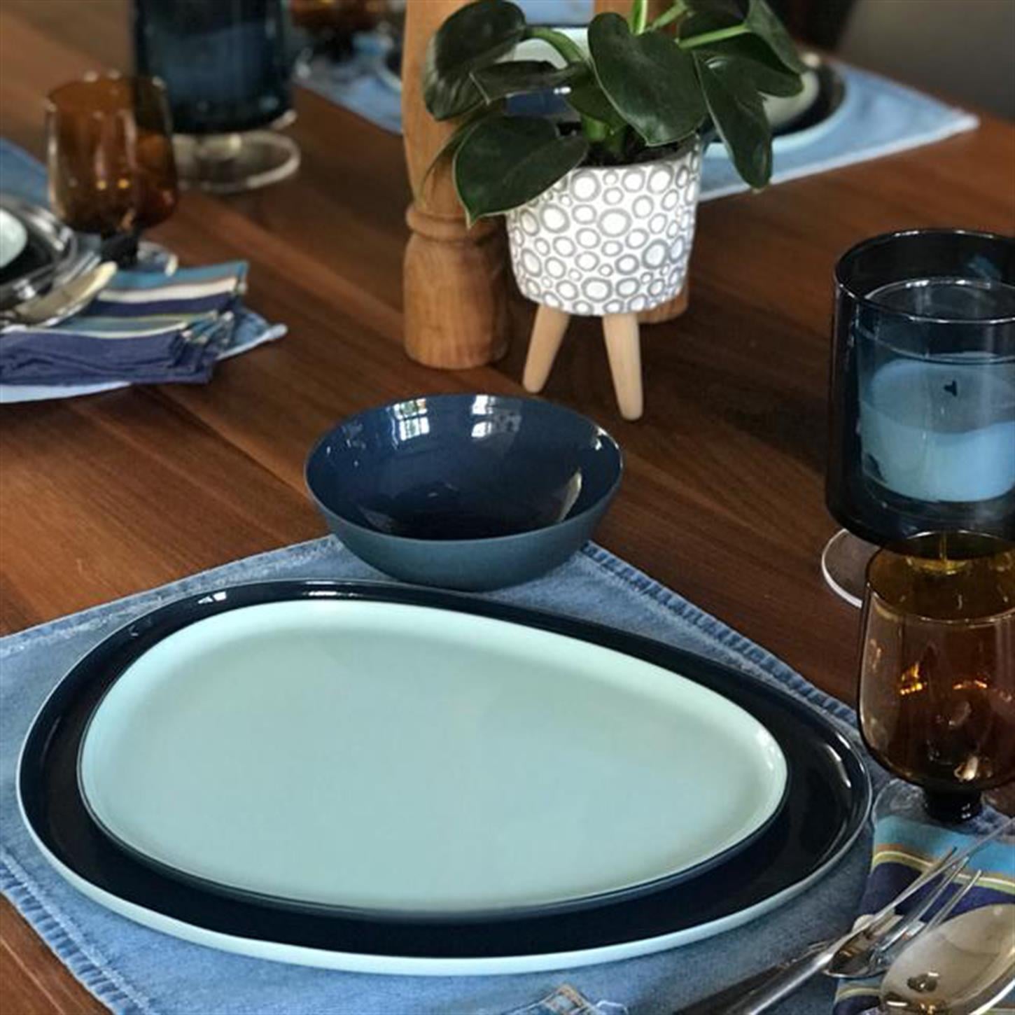Amorf Ordövr Tabağı Çift Renk