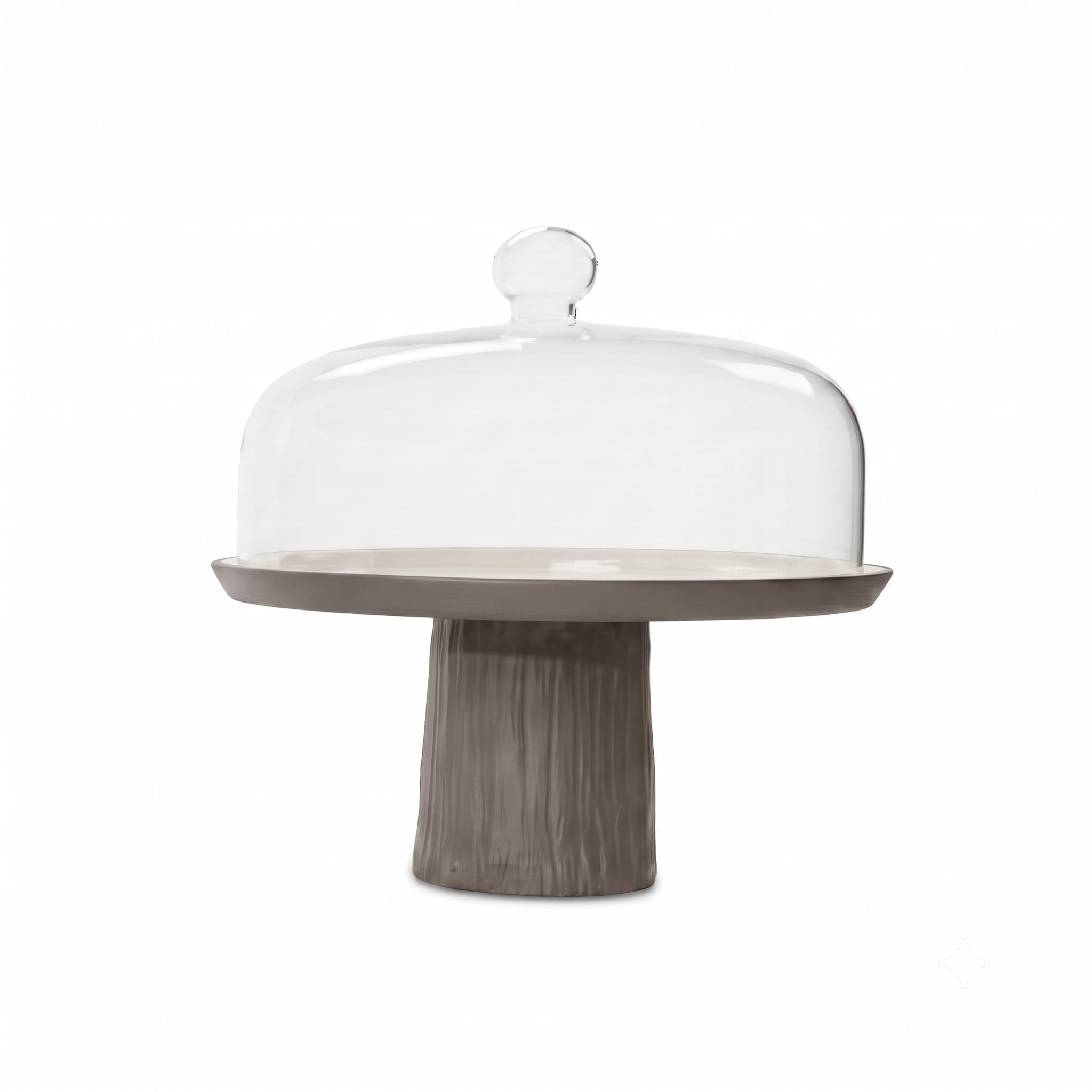 Tree Round Large Cake Salver with Glass Dome Rock - Rock & Ivory 26,5 cm 