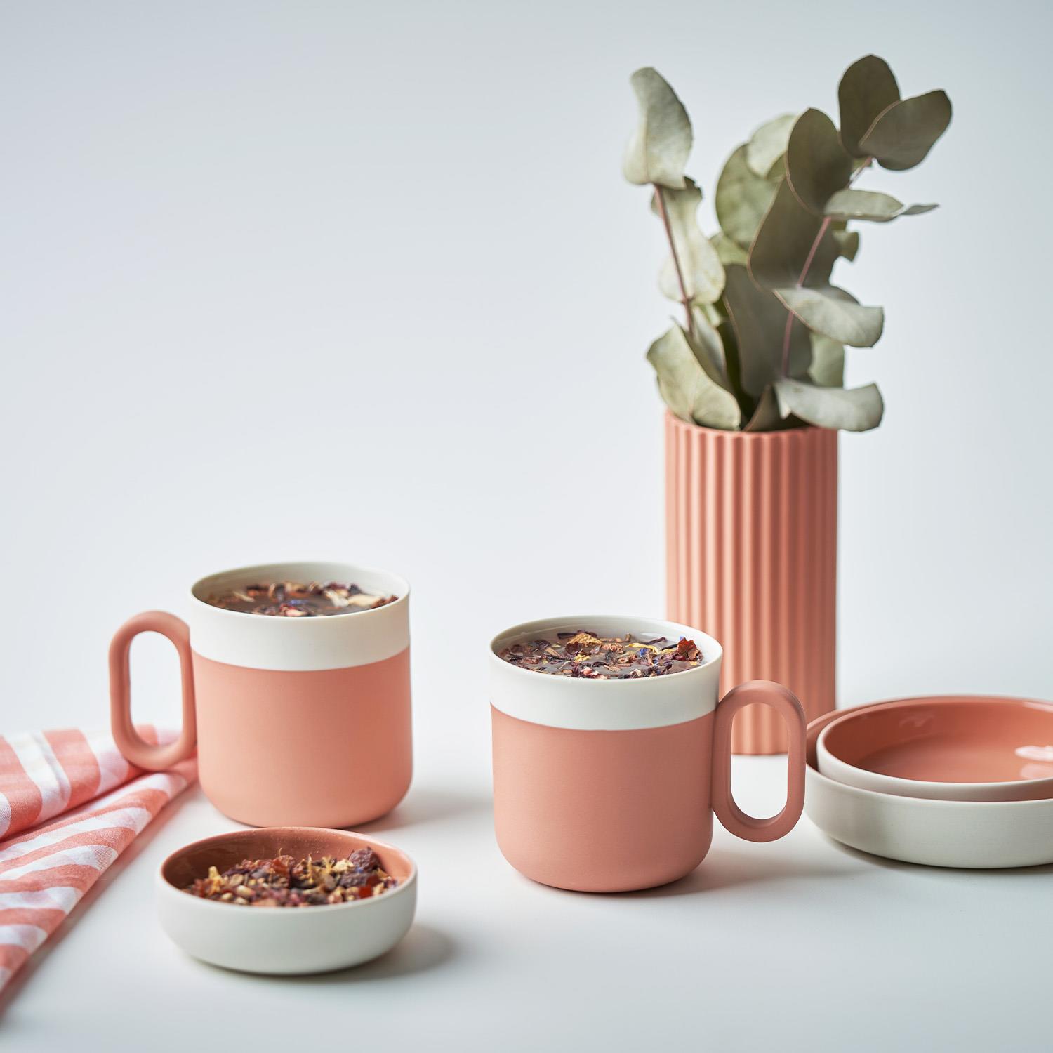 Capsule 2'li Çay Fincan Takımı Mercan & Fildişi