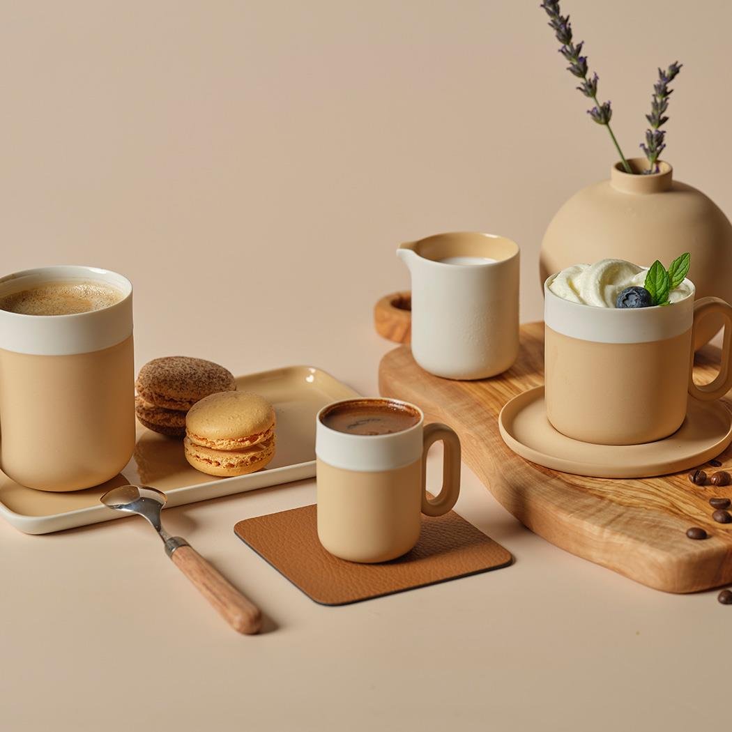 Capsule Tabaklı Kahve Fincanı Saman - Saman & Fildişi