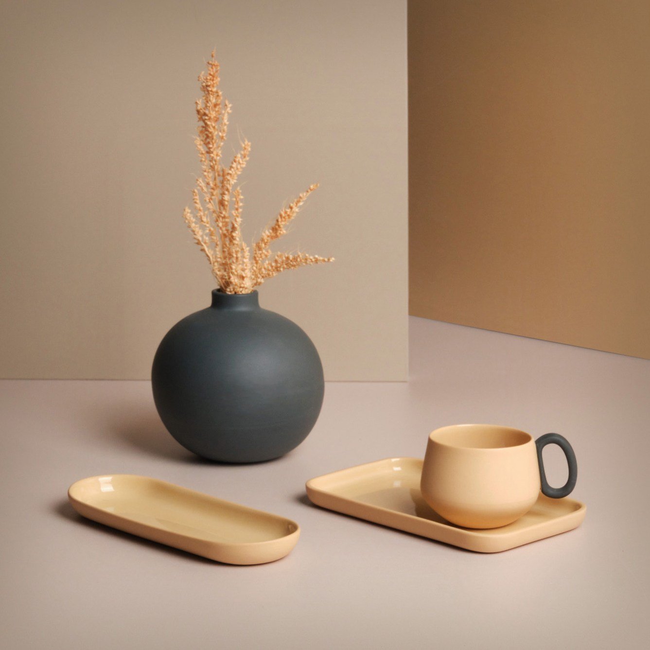 Rectangle Mini Serving Plate Single Colour 8,5 cm Straw