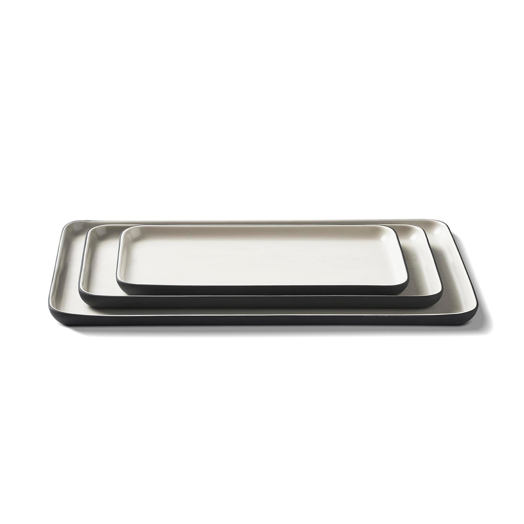 Rectangle Plate Set Black & Ivory