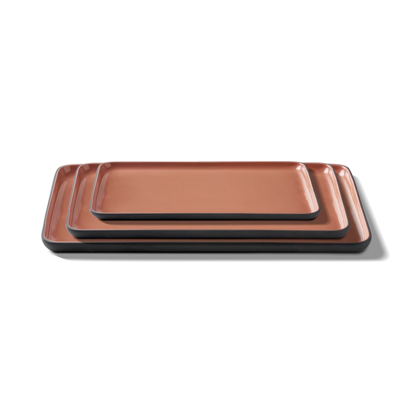 Rectangle Plate Set Black & Coral