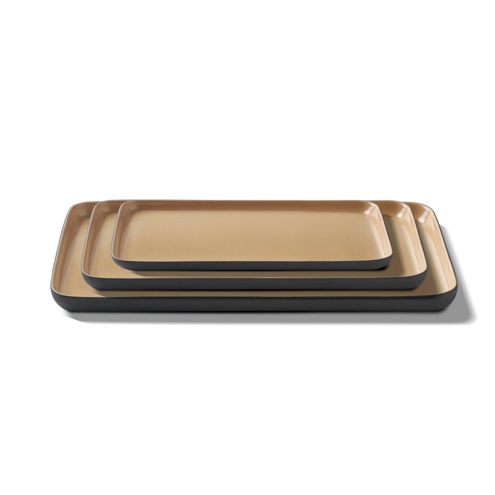 Rectangle Plate Set Black & Straw