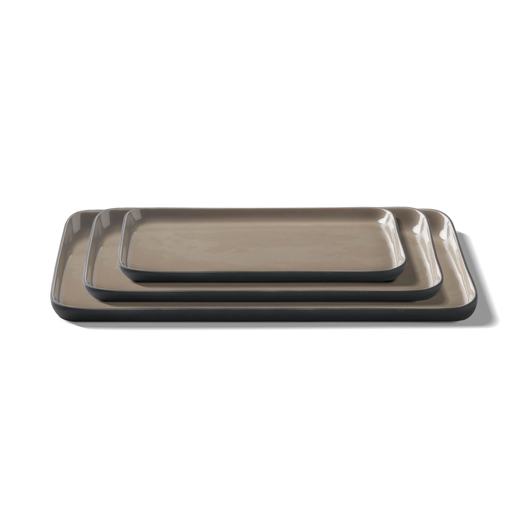 Rectangle Plate Set Black & Rock