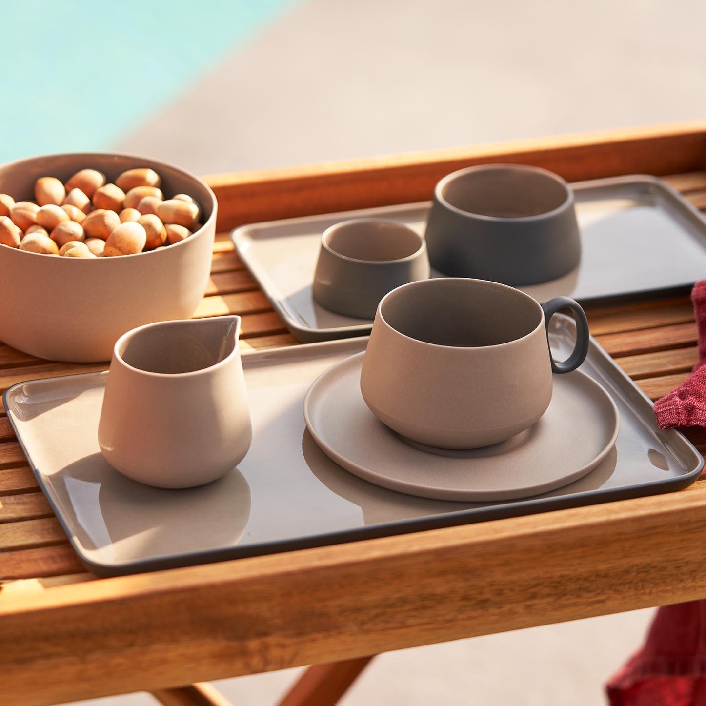 Rectangle Plate Set Black & Rock