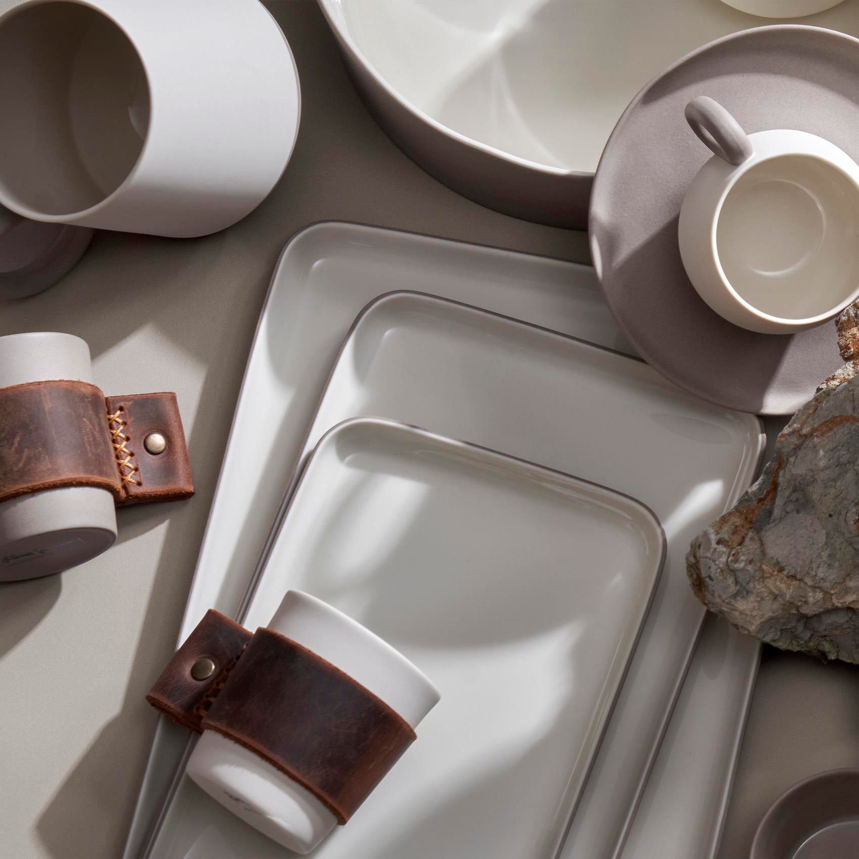Rectangle Plate Set Rock & Ivory