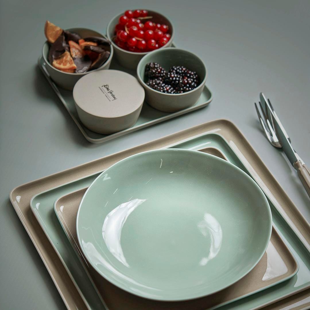 Kare Pasta Tabağı Çift Renk Taş & Nil