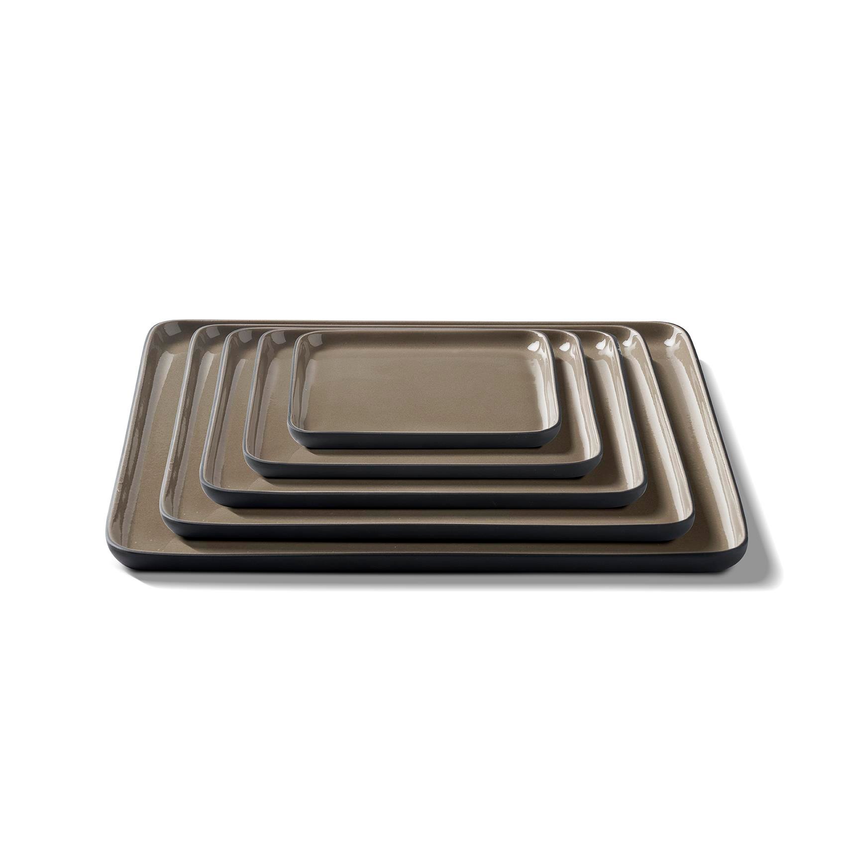 Square Plate Set Black & Rock