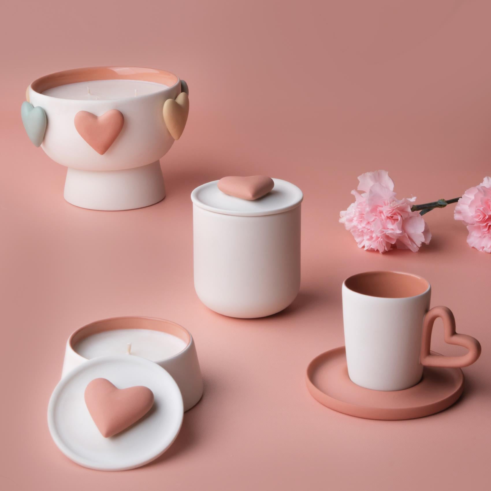 Love Harmony Small Candle Set of 2 Ivory & Coral 