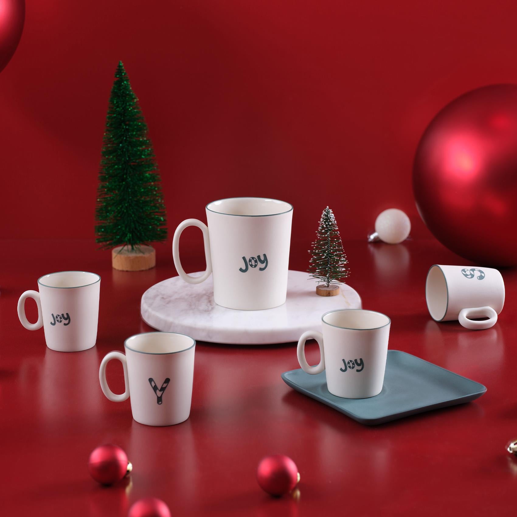 Maya Joy & Custom Initial LetterMug Set of 2 Ivory Amazon Rim 