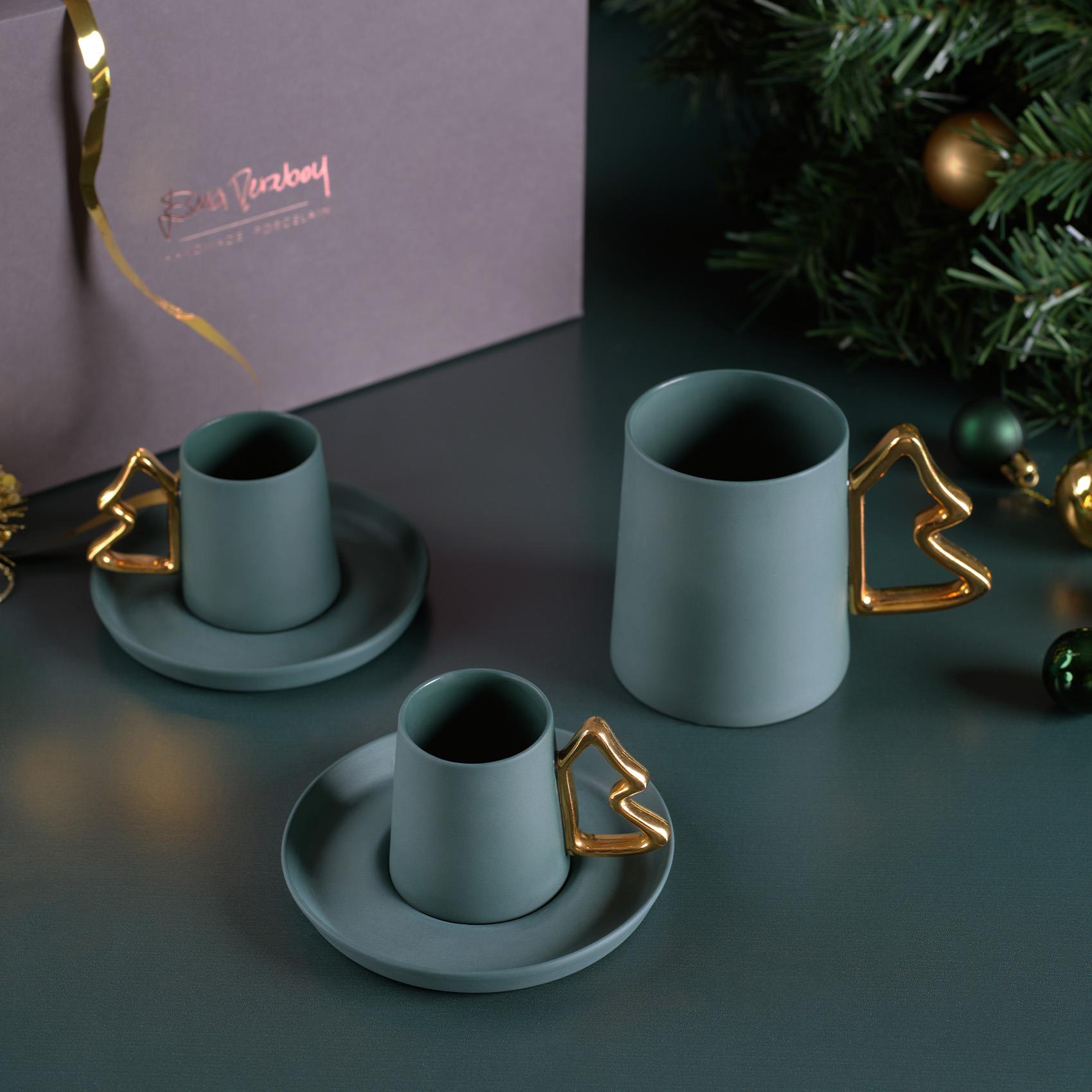 Maya Pine Tree Handle Espresso Cup Set of 2 Amazon&Gold 